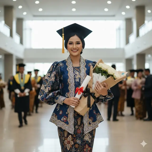 Kebaya Kutubaru Modern dengan Batik dan Bordir