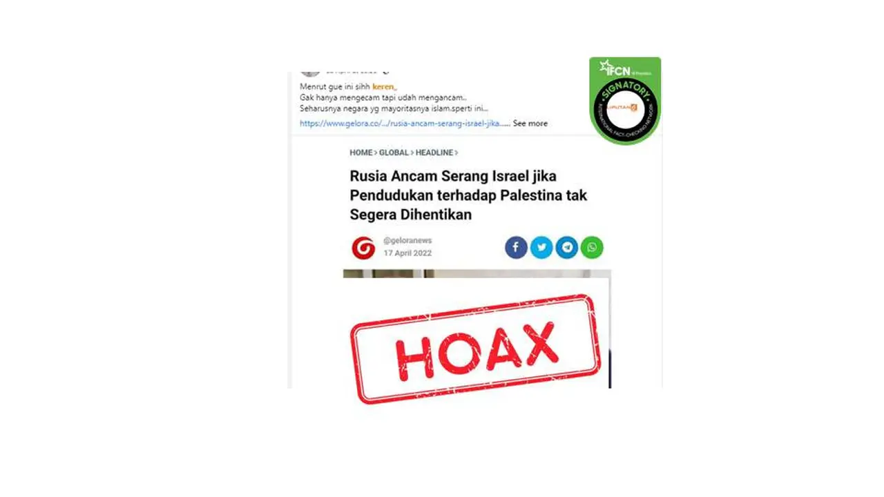 Cek Fakta Presiden Rusia ancam Israel