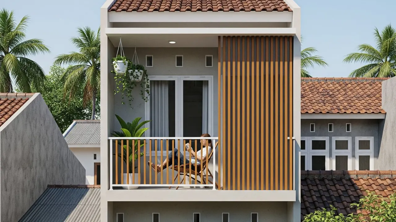 Rumah dengan Balkon Kecil