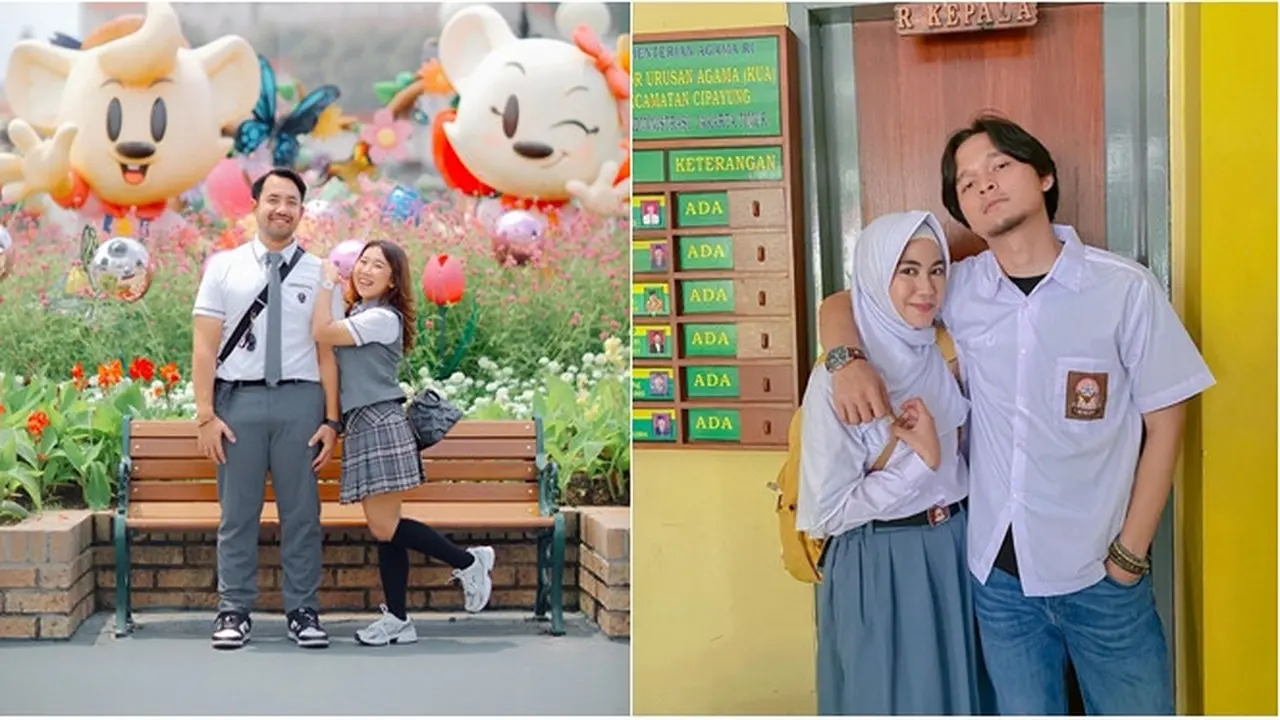 6 Potret Pasangan Artis Cosplay Pakai Seragam SMA, Kiky Saputri Bak Prewedding