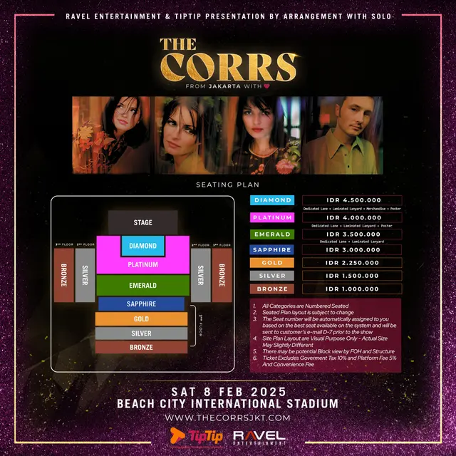 The Corrs akan manggung di Beach City International Stadium, Jakarta.