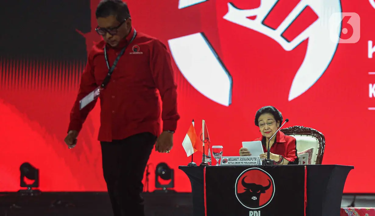 Rekomendasi lainnya, seluruh pengurus PDIP memohon kesediaan Megawati Soekamoputri untuk dapat diangkat dan ditetapkan kembali sebagai Ketua Umum periode 2025-2030 pada Kongres VI tahun 2025. (Liputan6.com/Angga Yuniar)