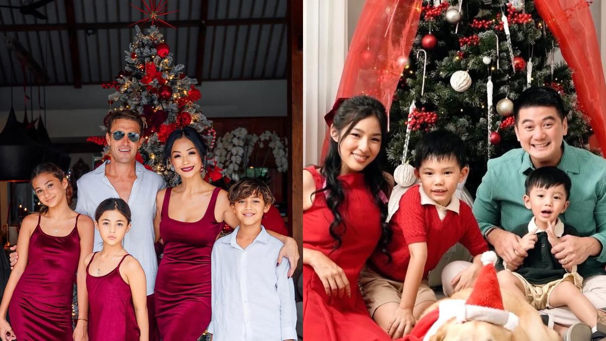6 Foto Keluarga Artis Bertema Santa Claus di Depan Pohon Natal, dari Indah Kalalo hingga Chef Arnold