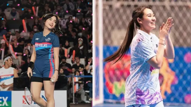 Potret Fuji dan Aaliyah Massaid saat mengikuti pertandingan olahraga selebriti (Sumber: Instagram/@fuji_an dan Instagram/@aaliyah.massaid)