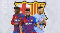 Barcelona - Gerard Pique, Jordi Alba, Sergio Busquets (Bola.com/Adreanus Titus)