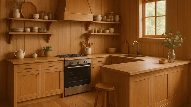 Inspirasi Desain Dapur Lantai Motif Kayu