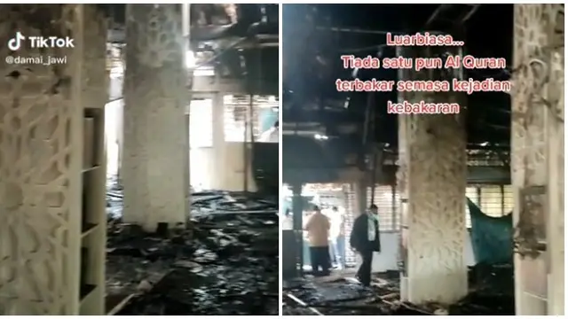 Video Rak Berisi Al-Quran Tetap Utuh di Masjid yang Terbakar Ini Jadi Sorotan