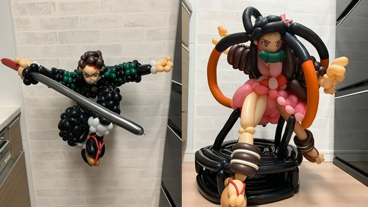 6 Kreasi Seni Balon Karakter Anime Demon Slayer, Unik Banget