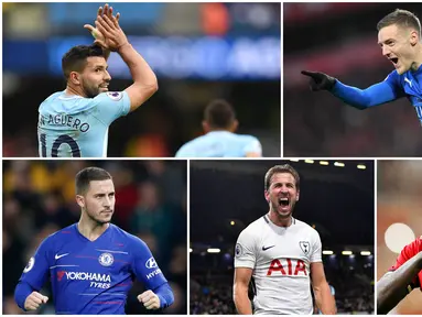 Berikut ini daftar pencetak gol terbanyak Premier League dalam kurun waktu satu dekade terakhir. Bomber Manchester City, Sergio Aguero, menjadi yang teratas dengan koleksi 173 gol. (Foto Kolase AP dan AFP)