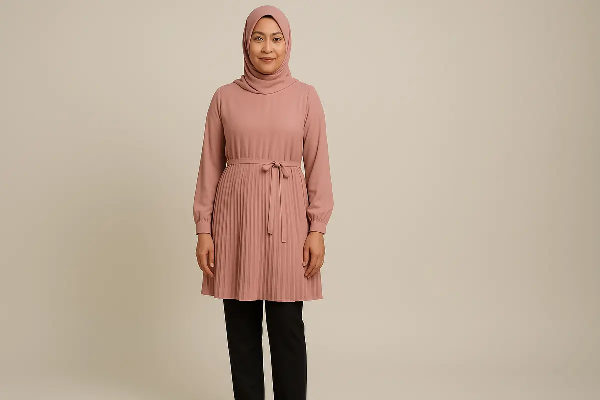 Baju Tunik Kantor Berjilbab Modern 2025 (Foto: ChatGPT)