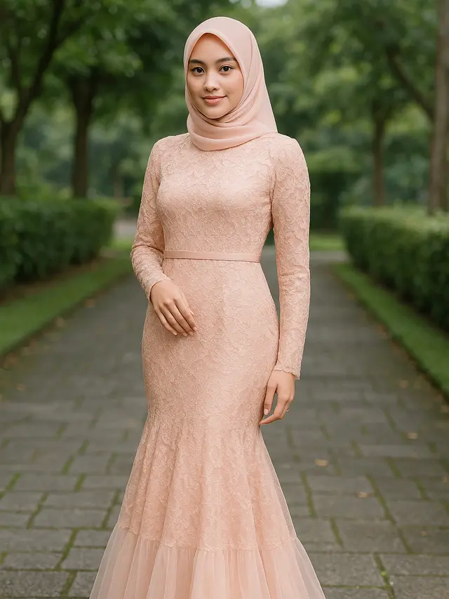 8 Model Gamis Mermaid Kombinasi Brokat untuk Tampil Feminin Maksimal, Anggun dan Elegan di Berbagai Acara