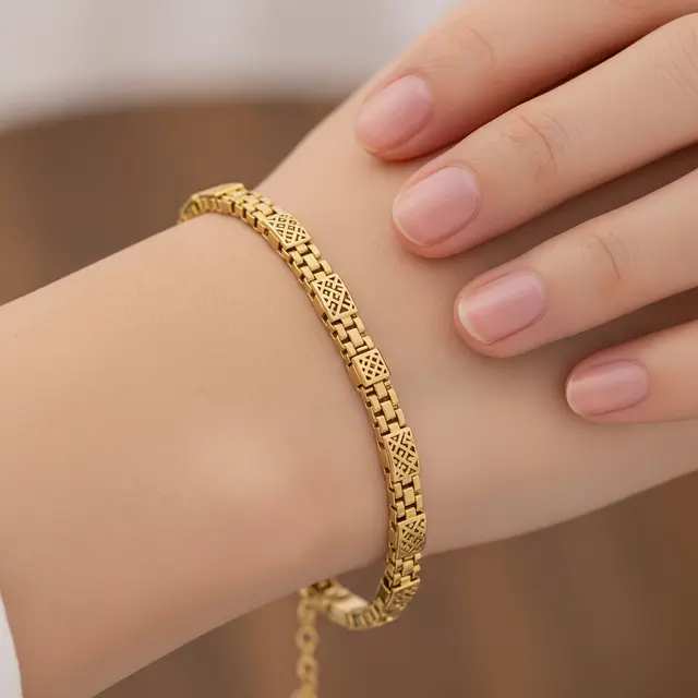 9 Model Gelang Emas Model Box Chain dengan Detail Laser Cut Tampil Eksklusif