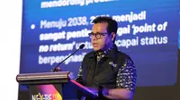 Wakil Menteri Komunikasi dan Digital Nezar Patria ketika memberikan sambutan dalam acara Nex-BE Fest 2024 yang berlangsung di Hotel Ritz Carlton, Jakarta, pada Kamis, (5/12/2024).