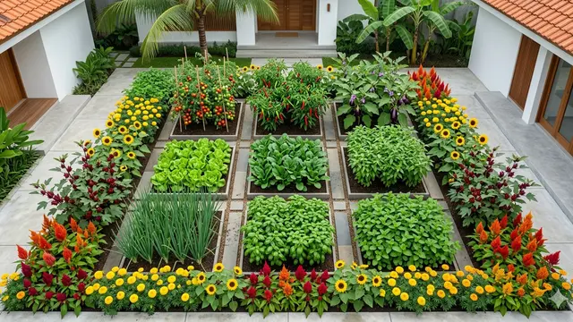 Desain Edible Landscape dengan Kombinasi Bunga dan Tanaman Pangan/Gemini