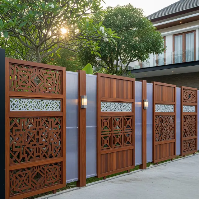 Model Pagar Kayu Kombinasi Polikarbonat