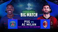 Siaran Langsung Liga Champion Big Match: PSG vs AC Milan di Vidio. (Sumber: dok .vidio.com)