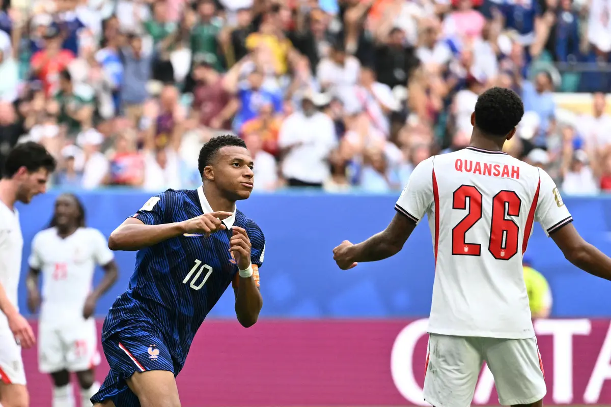 Selebrasi Kylian Mbappe saat Prancis melawan Inggris di Piala Dunia 2026