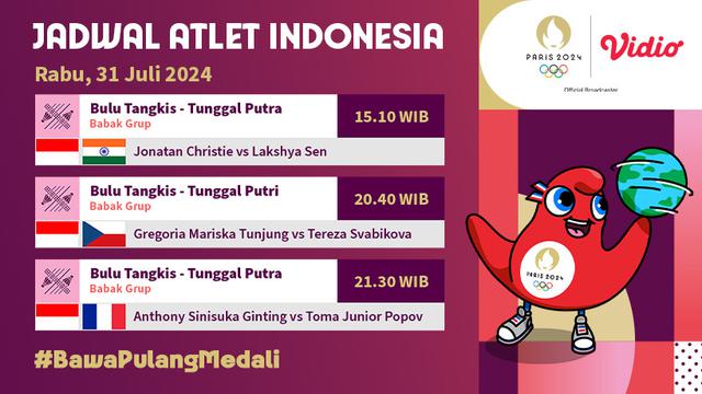 Tim Indonesia Olimpiade Paris 2024 di Vidio, 31 Juli 2024