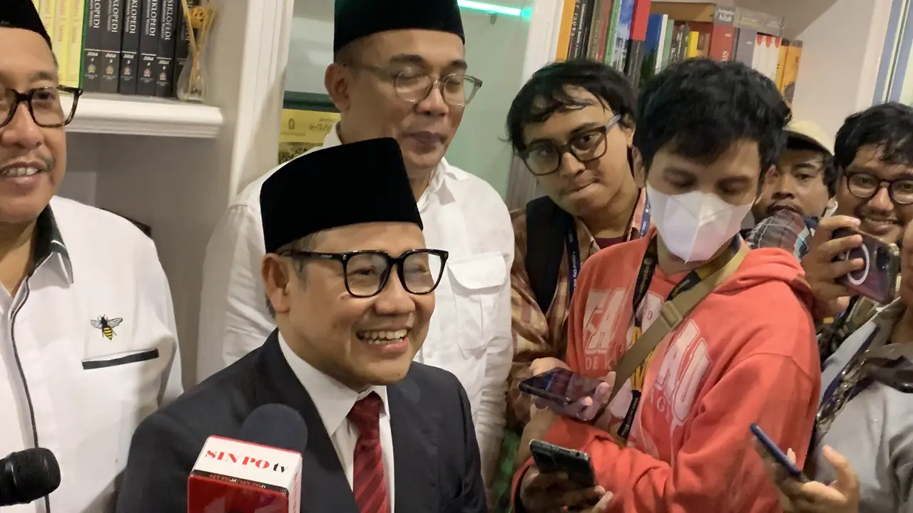 Ketua Umum PKB Muhaimin Iskandar alias Cak Imin saat ditemui wartawan di di kantor DPP PKB,  Jumat (4/8/2023).