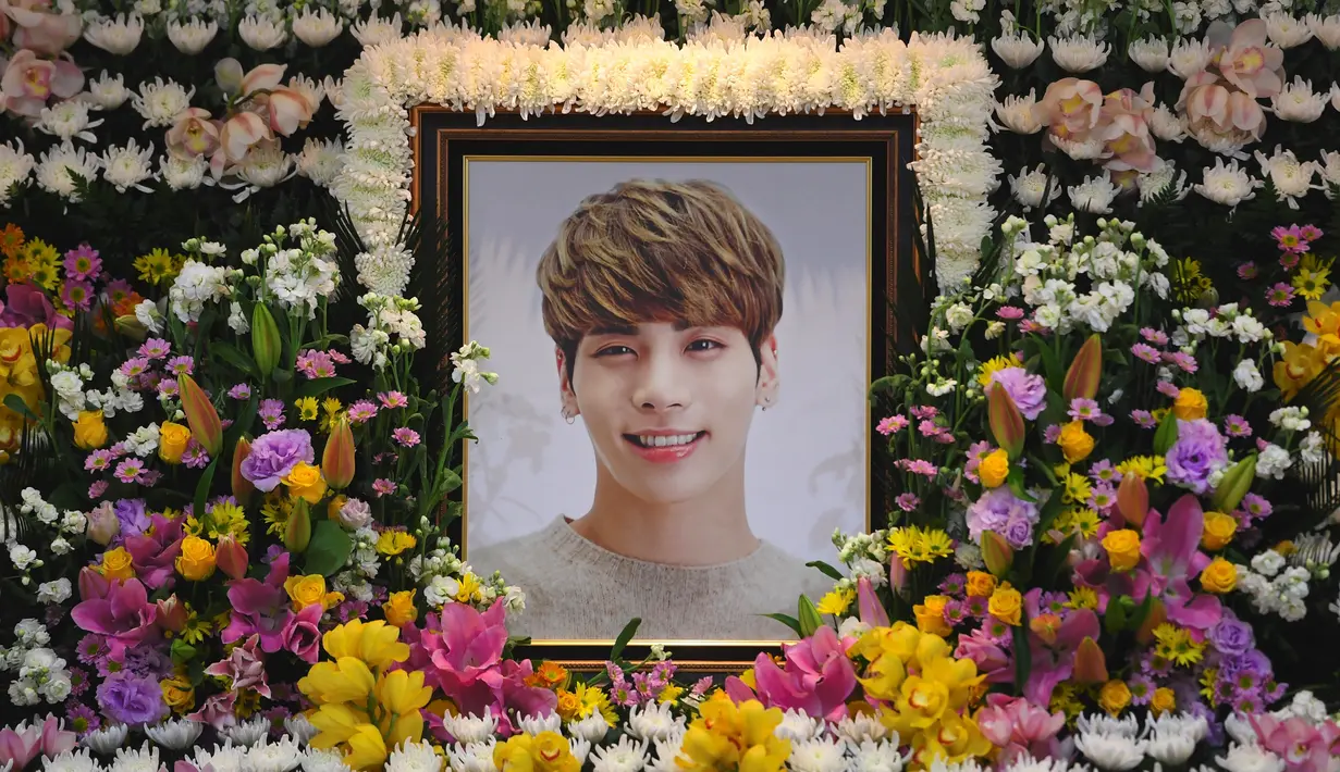 Baru-baru ini, SM Entertainment memberikan update tentang pemakaman Jonghyun SHINee. (CHOI Hyuk/pool/AFP)