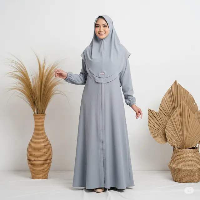 Gamis Ceruty Kerah Mandarin