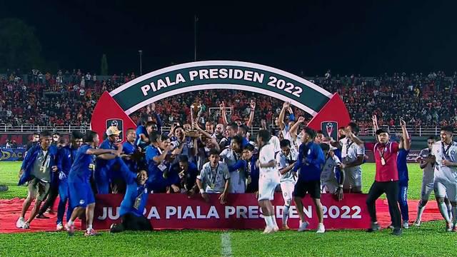 Berita video selebrasi Arema FC setelah menjadi juara Piala Presiden 2022