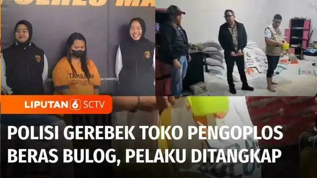 Polisi menggerebek pengoplos bulog di salah satu toko beras di Tumpang, Kabupaten Malang, Jawa Timur. Selain menahan pemilik toko, polisi juga menyita 2,1 ton beras oplosan.