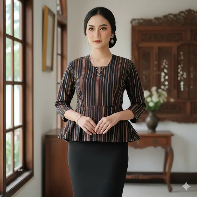 Model baju lurik atasan wanita (Foto: Gemini AI)