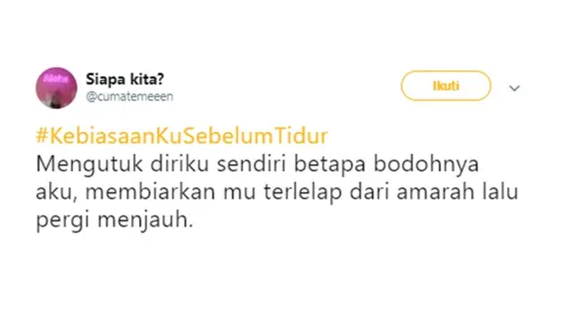 Cuitan kocak (Sumber: Twitter/cumatemeeen)