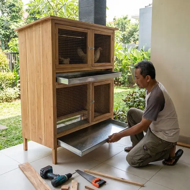 Kandang Sistem Laci Kotoran (Gemini AI)