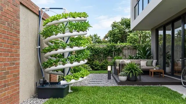 Ide Kebun Hidroponik di Halaman Belakang dengan Sistem Sirkulasi Otomatis.
