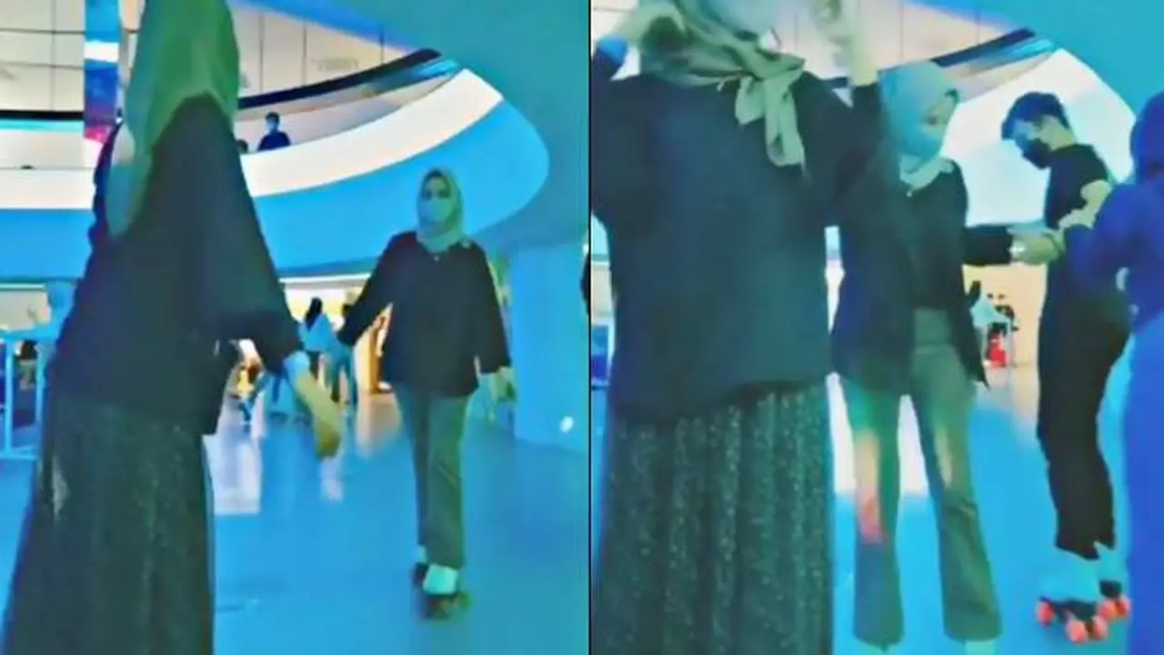 Viral Naik Sepatu Roda Hampir Jatuh Ditolong Pasangan Orang Ini Bikin Malu