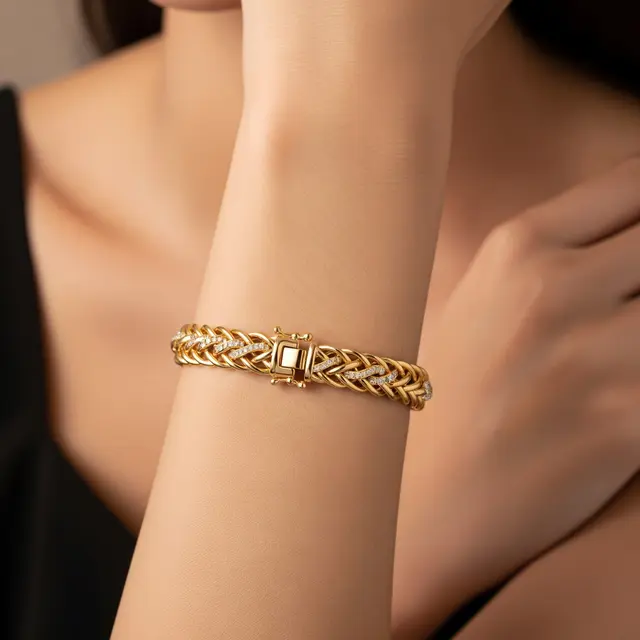 Model Gelang Emas 1 Gram Kombinasi Rantai dan Batu Zircon (Image by Gemini AI)