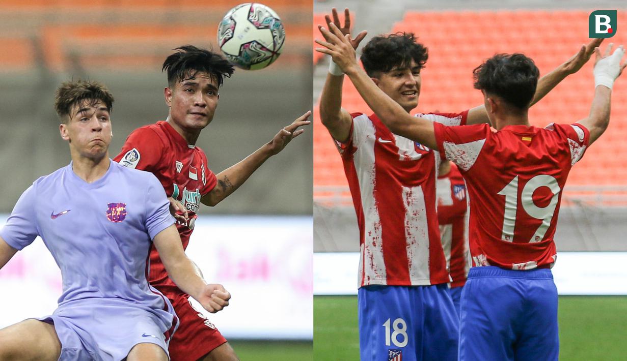 Dua tim muda klub raksasa La Liga Spanyol yakni Atletico Madrid U-18 dan Barcelona U-18 menjadi yang pertama kali merasakan stadion baru kebanggan ibu kota yaitu Jakarta International Stadium. (Bola.com/Bagaskara Lazuardi)