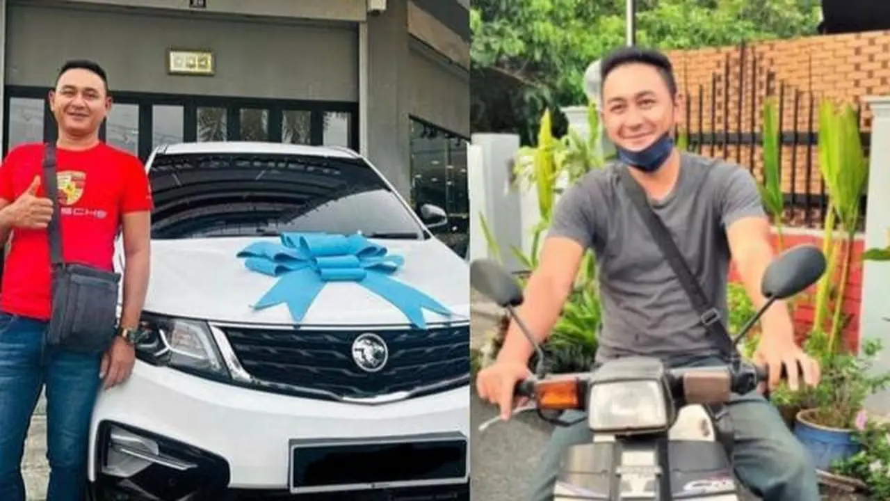 Rela Naik Motor Tua Demi Nabung Beli Mobil Istri dan Anak (Mstar)