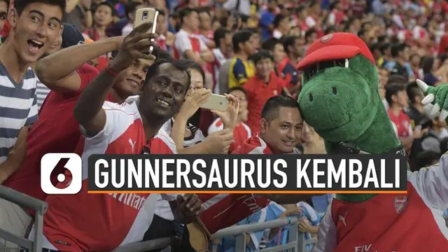Maskot Arsenal, Gunnersaurus dipanggil kembali ke Emirates Stadium.