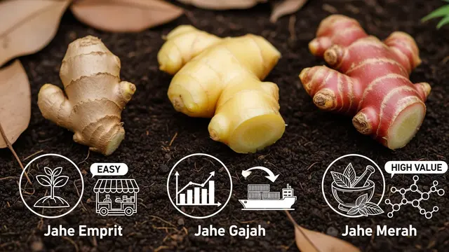 Perbedaan Jahe Emprit, Jahe Gajah, dan Jahe Merah untuk Budidaya