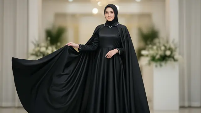 Model Gamis Serba Hitam Tanpa Terlihat Monoton