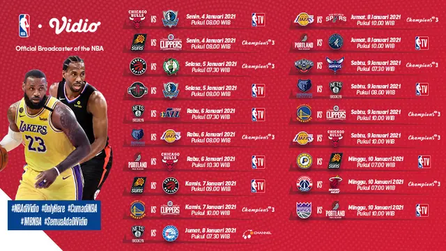 Jadwal NBA pekan ketiga di Vidio