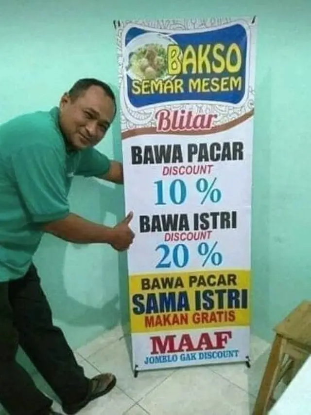 6 Promo Penjual Bakso Ini Kelewat Kreatif, Bikin Ngakak