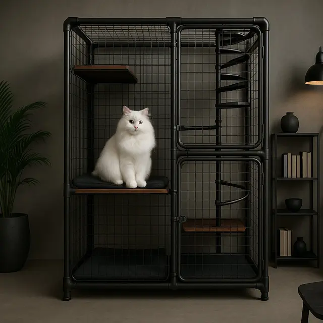 Inspirasi Desain Kandang Kucing Indoor Tingkat yang Unik/via GPT