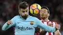 Athletic Bilbao. Gerard Pique tercatat total 24 kali menghadapi Athletic Bilbao saat berseragam Barcelona di Liga Spanyol dengan torehan menang 16 kali, imbang 5 kali dan 2 kali kalah. Kemenangan terbesar atas Athletic Bilbao terjadi dengan skor 6-0 pada pekan ke-20 musim 2015/2016. Total ia menyumbang 1 gol dari 24 laga kontra Athletic Bilbao. (AFP/Ander Gillenea)