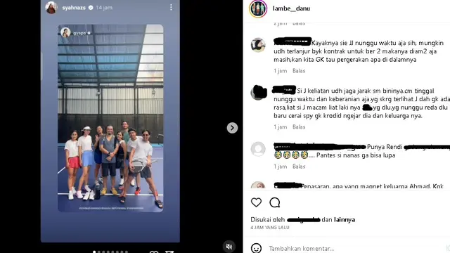 Syahnaz Sadiqah dan Jeje Govinda main tenis bersama saudara sehari setelah konferensi pers Rendy Kjaernett (Foto: lambe__danu via Instagram gyaps)