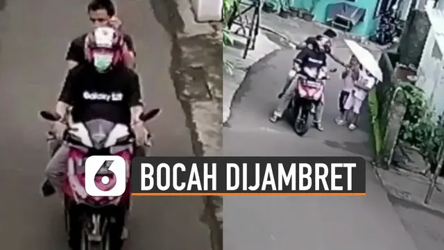 Beredar video bocah terkena jambret di pinggir jalanan perkampungan.