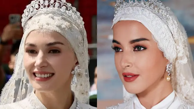 Detail Potret Tasya Farasya Tiru Makeup Minimalis Anisha Rosnah Saat Jadi Istri Pangeran Mateen, di Hari Pernikahan, Semirip Itukah?