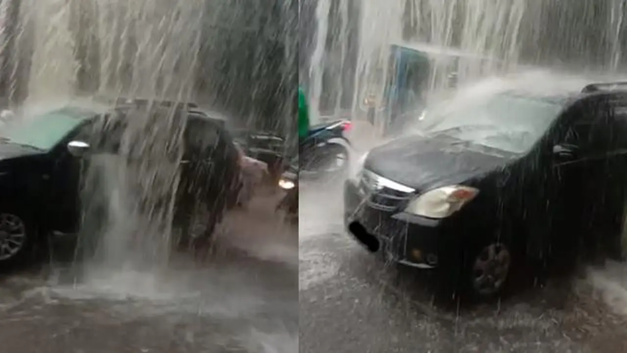 Air terjun dadakan (TikTok/@guspur020275)