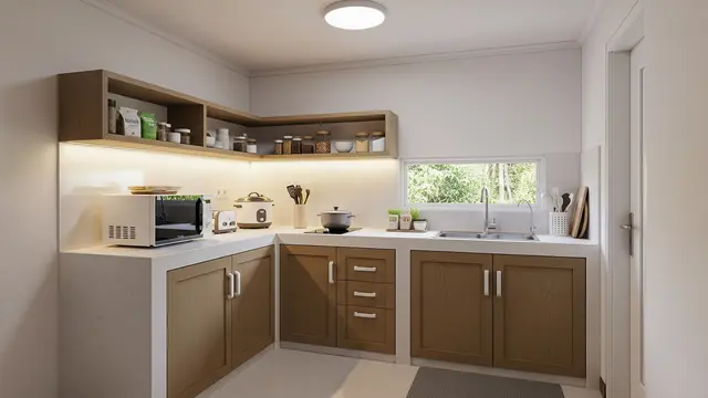 Dapur Bentuk L dengan Area Gerak Lebih Teratur