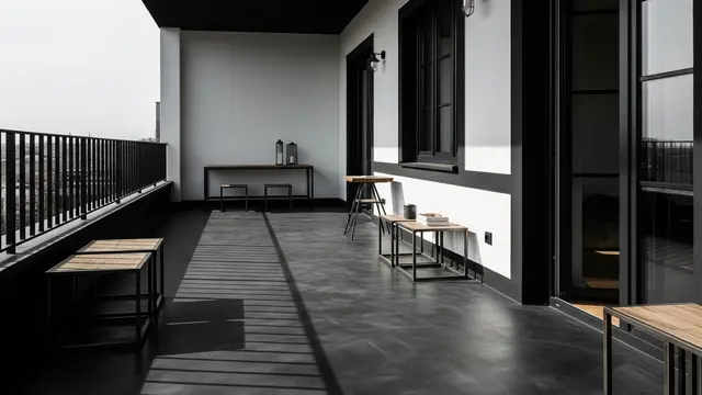Lantai Plester Industrial + Cat Hitam Putih