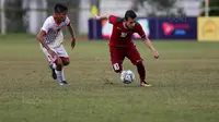 Pemain Timnas Indonesia U-19, Egy Maulana Vikri, saat pertandingan melawan Brunei Darussalam pada laga Piala AFF U-18 di Stadion Thuwunna, Rabu (13/9/2017). Indonesia menang 8-0 atas Brunei Darussalam. (Liputan6.com/Yoppy Renato)