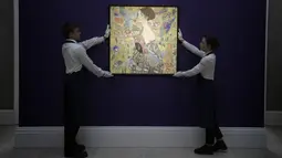 Sebuah mahakarya akhir hayat dari seniman Austria Gustav Klimt dapat menjadi lukisan termahal yang pernah dijual di Eropa saat dilelang akhir bulan ini. (AP Photo/Kirsty Wigglesworth)